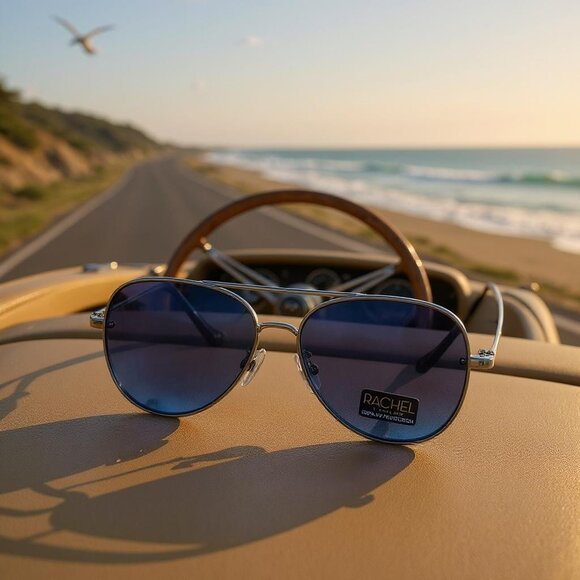 RACHEL Rachel Roy Accessories - Rachel Roy Blue Aviator Sunglasses